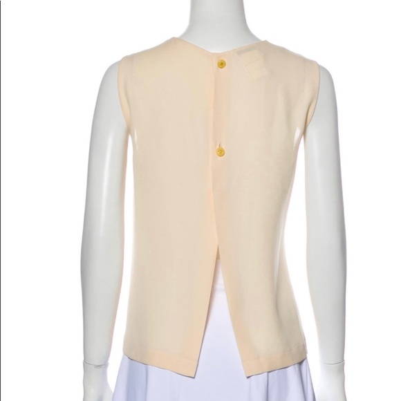 CHANEL size 44 cream silk shell blouse - Picture 3 of 11